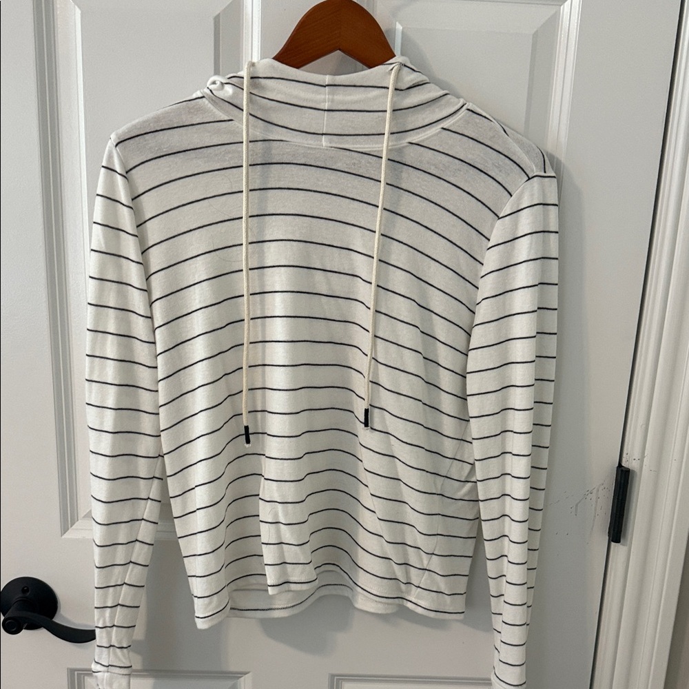 Marine Layer White Hoodie with Black Stripes
